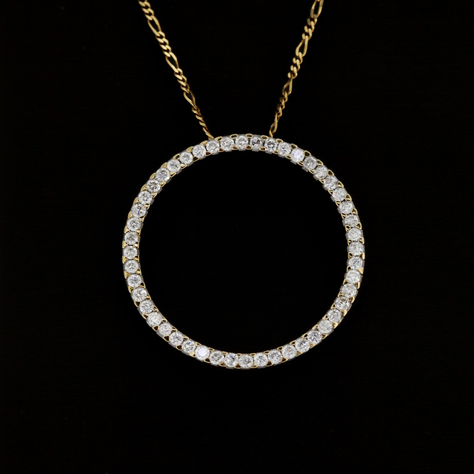 1P300 - Diamond Circle Pendant with Necklace